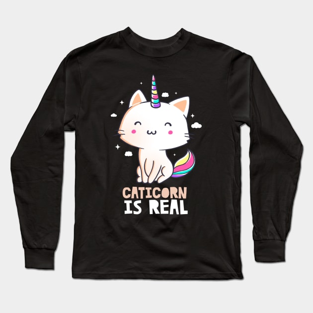 Caticorn Is Real Funny Cute Gift Long Sleeve T-Shirt by eduely